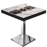 BM | Bistrotisch | B:T:H 70 x 70 x 77 cm | Hvitmarmor / Rustfritt stål | Kvadratisk | Svart kant