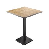 BM | Bistro Stehtisch | 80 x 80 x 108 cm | Quadratisch | Edelstahl Rand | Eiche / Schwarz