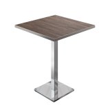 BM | Bistro Stehtisch | 80 x 80 x 108 cm | Quadratisch | Edelstahl Rand | Light Wenge / Edelstahl