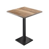 BM | Table haute de bistrot | 70 x 70 x 108 cm | Carré | Bord en acier inoxydable | Sheesham / Noir