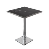 BM | Bistro Stehtisch | 80 x 80 x 108 cm | Quadratisch | Edelstahl Rand | Schwarz Marmor / Edelstahl
