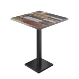 BM | Bistrot | Table haute | 70 x 70 x 108 cm | Carré | Bord en acier inoxydable | Vintage Coloré / Noir