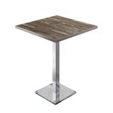 BM | Tavolo da bistrot | 80 x 80 x 108 cm | Quadrato | Bordo in acciaio inox | Vintage Old / Acciaio inox