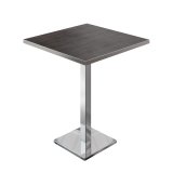 BM | Bistro Tavolo Alto | 80 x 80 x 108 cm | Quadrato | Bordo in Acciaio Inossidabile | Wenge / Acciaio Inossidabile