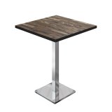 BM | Bistro Staantafel | 80 x 80 x 108 cm | Vierkant | Zwarte Rand | Vintage Oud / RVS