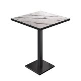 BM | Bistro Stehtisch | 60 x 60 x 108 cm | Quadratisch | Schwarzer Rand | Weiß Marmor / Schwarz