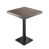 BM | Table haute de bistrot | 60 x 60 x 110 cm | Carré | Bord en acier inoxydable | Light Wenge / Noir