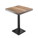 BM | Table haute de bistro | 60 x 60 x 110 cm | Carré | Bord en acier inoxydable | Sheesham / Noir
