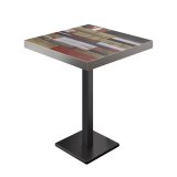 BM | Bistro højbord | 70 x 70 x 110 cm | Kvadratisk | Rustfrit stålrand | Vintage farvet / Sort