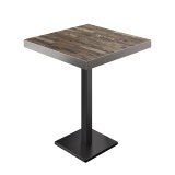 BM | Mesa alta de bistró | 80 x 80 x 110 cm | Cuadrada | Borde de acero inoxidable | Vintage Old / Negro