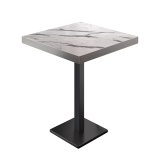 BM | Bistro Højbord | 70 x 70 x 110 cm | Kvadratisk | Rustfrit stål kant | Hvid marmor / Sort