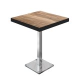 BM | Bistro Staantafel | 80 x 80 x 110 cm | Vierkant | Zwarte Rand | Sheesham / RVS