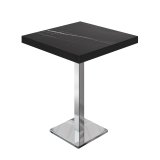 BM | Mesa alta de bistró | 60 x 60 x 110 cm | Cuadrada | Borde negro | Mármol negro / Acero inoxidable