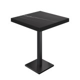 BM | Bistro Statafel | 80 x 80 x 110 cm | Vierkant | Zwarte Rand | Zwart Marmer / Zwart