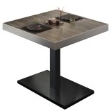 BM | Bistrotisch | B:T:H 80 x 80 x 77 cm | Light Wenge / Schwarz | Quadratisch | Edelstahl Rand