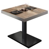 BM | Bistrotisch | B:T:H 80 x 80 x 77 cm | Sheesham / Black | Square | Stainless steel edge