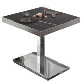 BM | Bistrotisch | B:T:H 80 x 80 x 77 cm | Schwarz Marmor / Edelstahl | Quadratisch | Edelstahl Rand