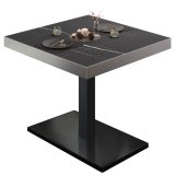 BM | Bistrotisch | B:T:H 80 x 80 x 77 cm | Schwarz Marmor / Schwarz | Quadratisch | Edelstahl Rand