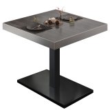 BM | Bistrotisch | B:T:H 80 x 80 x 77 cm | Wenge / Schwarz | Quadratisch | Edelstahl Rand