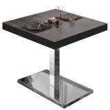 BM | Bistrotisch | B:T:H 80 x 80 x 77 cm | Wenge / Edelstahl | Quadratisch | Schwarzer Rand