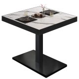 BM | Bistrotisch | B:T:H 80 x 80 x 77 cm | Weiß Marmor / Schwarz | Quadratisch | Schwarzer Rand