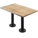 BML | Bistro Table Double | 130 x 80 x 74,5 cm | Rectangulaire | Bord en acier inoxydable | Chêne / Noir