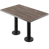 BML | Bistro Table à double plateau | 130 x 80 x 74,5 cm | Rectangulaire | Bord en acier inoxydable | Light Wenge / Noir