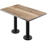 BML | Bistro Dobbelttabel | 130 x 80 x 74,5 cm | Rektangulær | Rustfrit stål kant | Sheesham / Sort