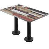 BML | Bistro Doppeltisch | 110 x 60 x 74,5 cm | Rechteckig | Edelstahl Rand | Vintage Bunt / Schwarz