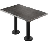 BML | Bistro Mesa Doble | 110 x 60 x 74,5 cm | Rectangular | Borde de acero inoxidable | Wenge / Negro