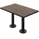 BML | Bistro Doppeltisch | 130 x 80 x 74,5 cm | Rektangulær | Svart kant | Light Wenge / Svart