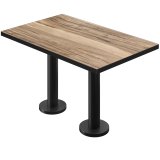 BML | Mesa doble para bistró | 110 x 60 x 74,5 cm | Rectangular | Borde negro | Sheesham / Negro