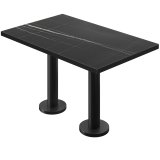 BML | Bistro Doppeltisch | 130 x 80 x 74,5 cm | Rektangulær | Svart kant | Svart marmor / Svart