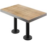 BML | Bistro Dobbeltbord | 130 x 80 x 77 cm | Rektangulært | Rustfri stål kant | Eg / Sort