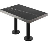 BML | Bistro dobbeltbord | 130 x 80 x 77 cm | Rektangulært | Rustfri stål kant | Sort Marmor / Sort