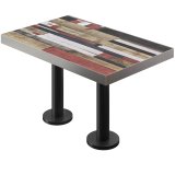 BML | Mesa doble de bistró | 110 x 60 x 77 cm | Rectangular | Borde de acero inoxidable | Vintage multicolor / Negro