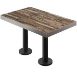 BML | Mesa doble para bistró | 110 x 60 x 77 cm | Rectangular | Borde de acero inoxidable | Vintage Old / Negro