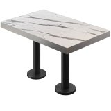 BML | Bistro Doppeltisch | 120 x 70 x 77 cm | Rechteckig | Edelstahl Rand | Weiß Marmor / Schwarz