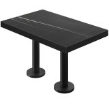 BML | Bistro Table Doppelle | 110 x 60 x 77 cm | Rectangulaire | Bord noir | Marbre noir / Noir