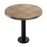 BML | Table de bistrot | Ø : H 80 x 75 cm | Chêne / Noir | Rond | Bord en acier inoxydable