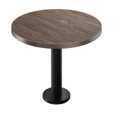 BML | Table bistrot | Ø : H 80 x 75 cm | Wengé clair / Noir | Rond | Bord en acier inoxydable