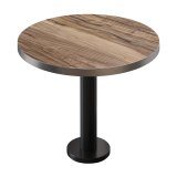 BML | Bistrotisch | Ø: H 60 x 75 cm | Sheesham / Nero | Rotondo | Bordo in acciaio inossidabile