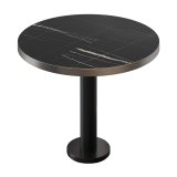 BML | Tête-à-tête | Ø:H 60 x 75 cm | Marbre noir / Noir | Rond | Bord en acier inoxydable