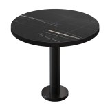 BML | Bistrot | Ø : H 60 x 75 cm | Marbre noir / Noir | Rond | Bordure noire