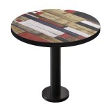 BML | Bistrotisch | Ø:H 60 x 75 cm | Vintage Bunt / Schwarz | Rund | Schwarzer Rand