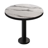 BML | Bistrotisch | Ø:H 60 x 75 cm | Weiß Marmor / Schwarz | Rund | Schwarzer Rand