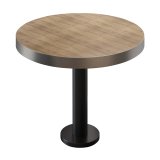 BML | Bistrot Table | Ø : H 80 x 77 cm | Chêne / Noir | Rond | Bord en acier inoxydable