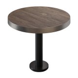 BML | Table bistrot | Ø : H 80 x 77 cm | Wenge clair / Noir | Rond | Bord en acier inoxydable