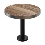 BML | Bistrot | Ø : H 80 x 77 cm | Sheesham / Noir | Rond | Bordure en acier inoxydable