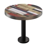 BML | Bistrotisch | Ø:H 80 x 77 cm | Vintage Bunt / Schwarz | Rund | Edelstahl Rand